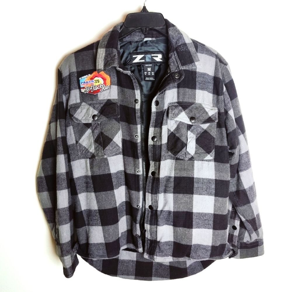 Rare Z1R Duke 2019 Red Rock Run Motorcycle Lined Plaid Flannel Shirt Jacket, M